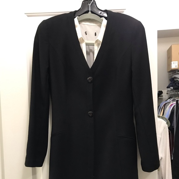 Black Wool Crepe Jacket with option fur trim - Picture 1 of 7